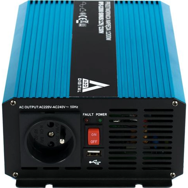 Azo SINUS pārveidotājs 12V/230V 1200W (IPS-1200S )