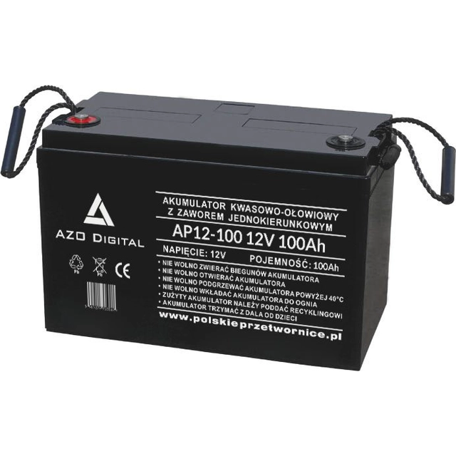 Azo Vedligeholdelsesfrit vrla agm batteri 12v 100ah (AP12-100)