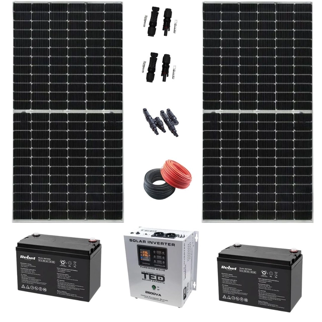 Monocrystalline Photovoltaic System, 2X 380W, 2 Accumulators 12V 100AH, Inverter 1,8 KW with output 220V, Accessories included