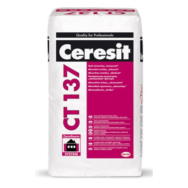 Mineral plaster Ceresit CT-137, grain 1.5 mm, white 25 kg