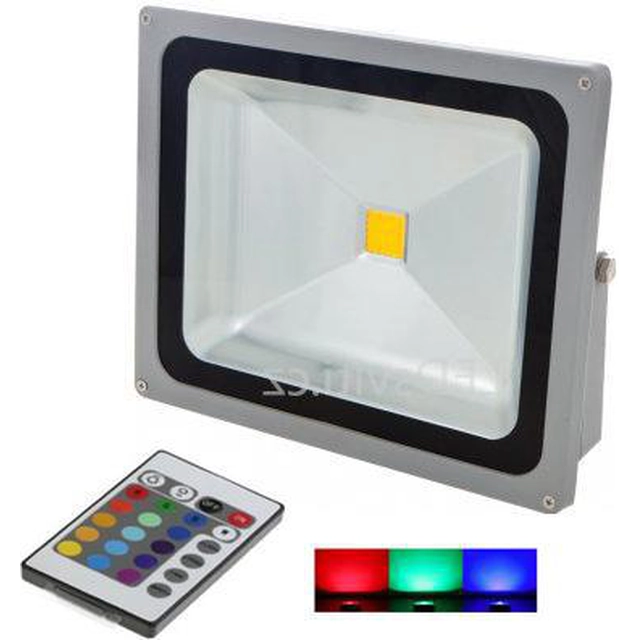 LEDsviti Silver RGB LED spotlight 50W with IR remote (2541)