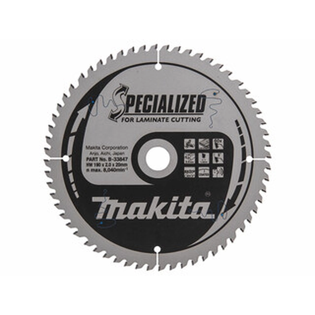 Makita circular saw blade 190 x 20 mm | number of teeth: 60 db | cutting width: 2 mm