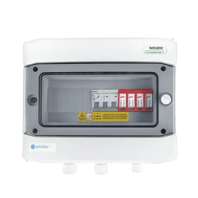 PV switchboard connectionAC hermetic IP65 EMITER with AC Dehn surge arrester type 2, 40A 3-F