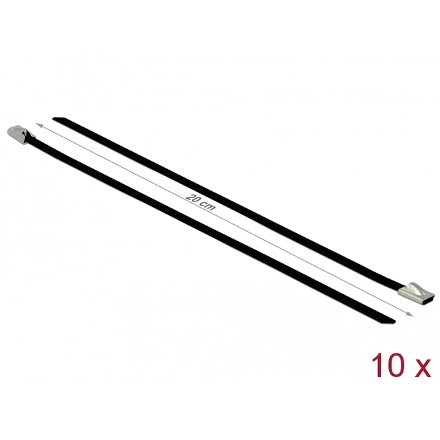 Delock Stainless Steel Cable Harnesses Length 200 x Width 4.6 mm black 10 pcs.