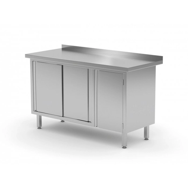 Wall table with cabinet and sliding door - hinged door on the right side 1500 x 700 x 850 mm POLGAST 134157-P 134157-P