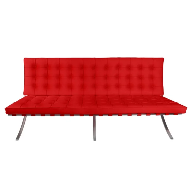 BA2 2 καναπές καθίσματος, κόκκινο φυσικό δέρμα