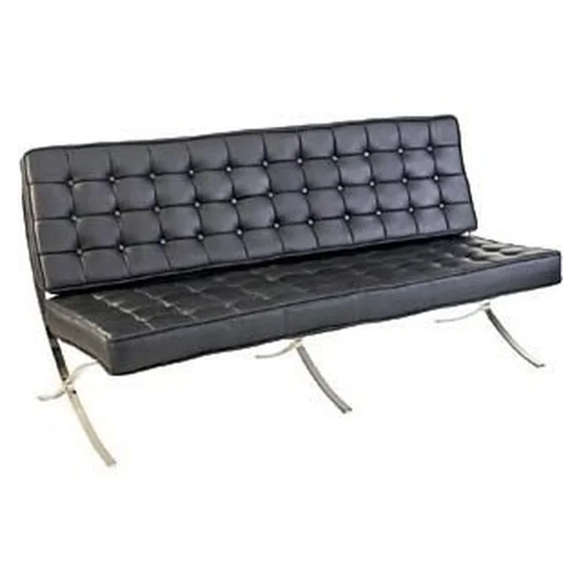 BA3 3 sėdima sofa, juoda natūrali oda