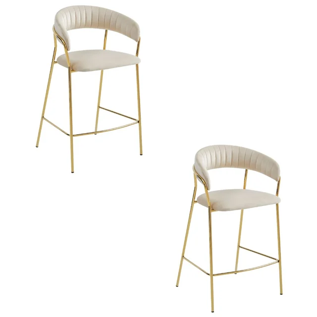 BADIA kruk - beige fluweel / gouden poten x 2