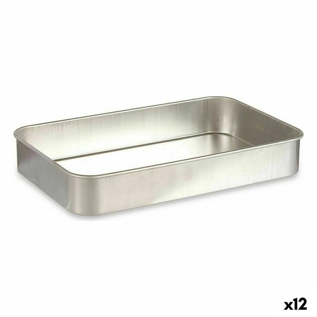 Bageform Sølvfarvet aluminium 41 x 6,5 x 26 cm (12 Stykker)