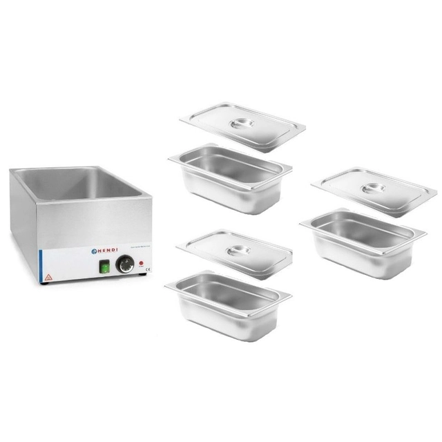 Bain-marie ar krānu, elektriskā bufete, sadalīta 3 Hendi traukos + vāki 238912