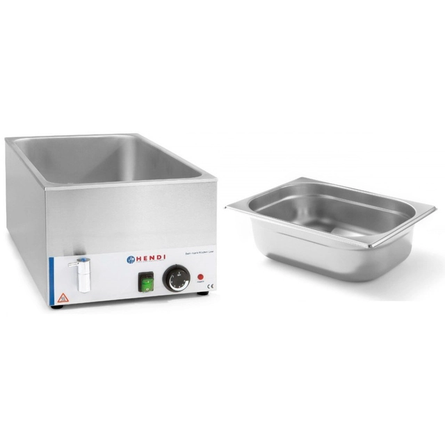 Bain-marie avec robinet, buffet chauffant électrique + cuve acier Hendi 238912