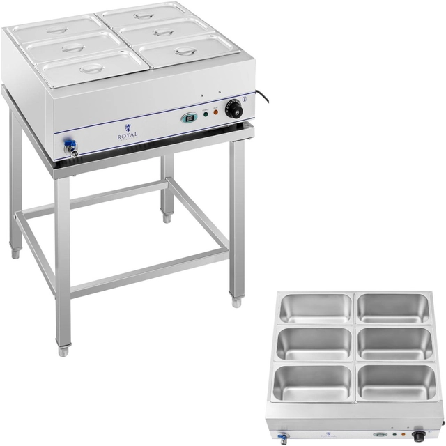 Bain-marie boiler op stalen onderstel 6 x GN 1/3 2000W 230V