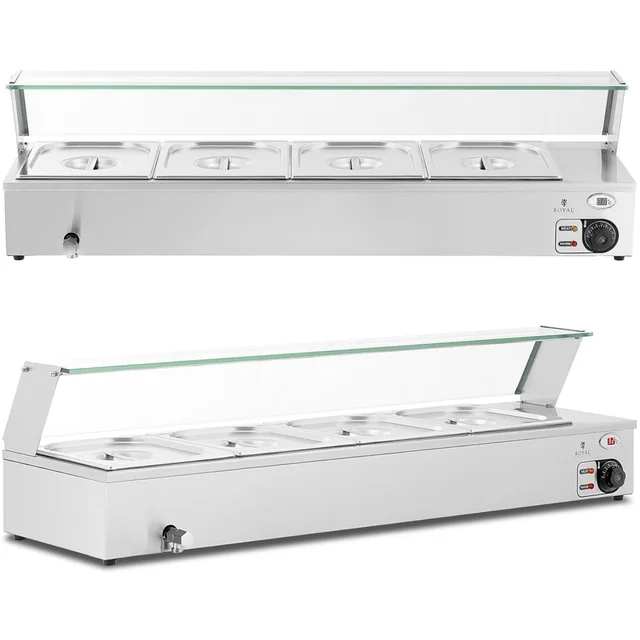 Bain-marie food warmer heating buffet with cover 4 x GN 1/2 2000 W