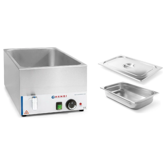 Bain-Marie mit Wasserhahn, elektrisches Buffet + Behälter + Deckel Hendi 238912