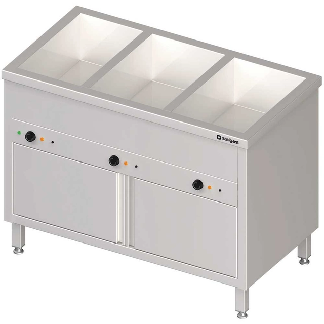 Bain marie staționar cu dulap 3-komorowy control separat | Stalgast