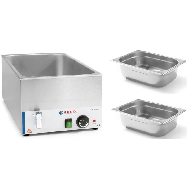 Bain-marie with tap Electric Buffet Divided into 2 Hendi containers 238912