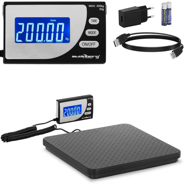 Balança de encomendas industriais até 200 kg / 50 g LCD USB