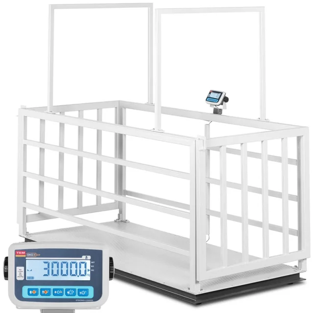 Balança de plataforma veterinária para gado com gaiola para animais 3000/1 kg 110x240 cm LCD