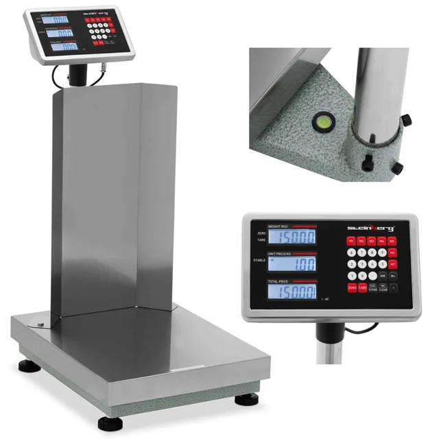 Balance à plate-forme d'entrepôt avec dossier 40 x 50 cm LCD 150 kg / 0.01 kg