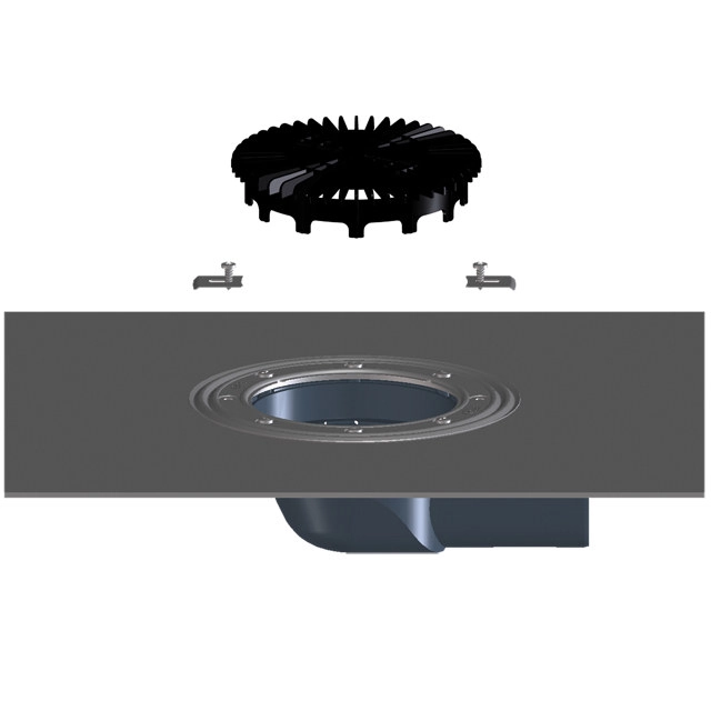 Balcony and terrace drain body DN75 horizontal with bitumen collar