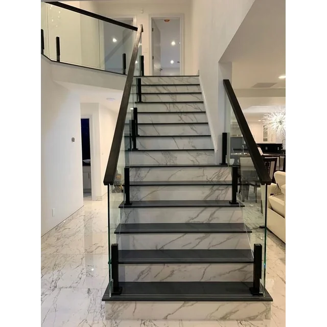 Baldosas lisas negras para escaleras, peldaños de gres 100x30 ALTO BRILLO