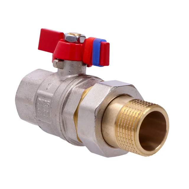 Ball valve, female-male, with butterfly, with screw connection, 1 cal, F-Power