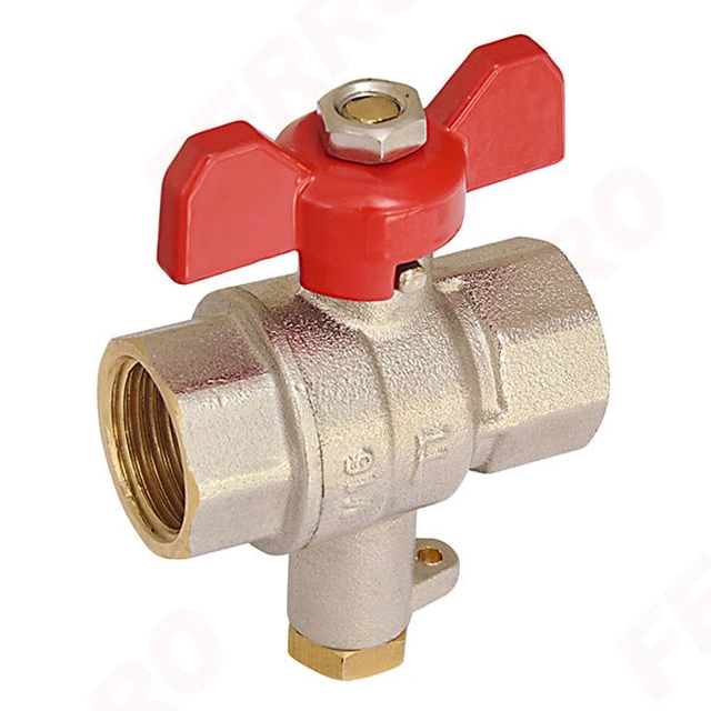 Ball valve FERRO with thermometer connection, d 3/4&quot;