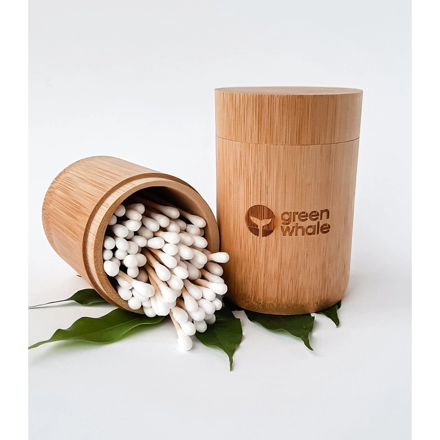 Bamboo cotton swabs in bamboo box