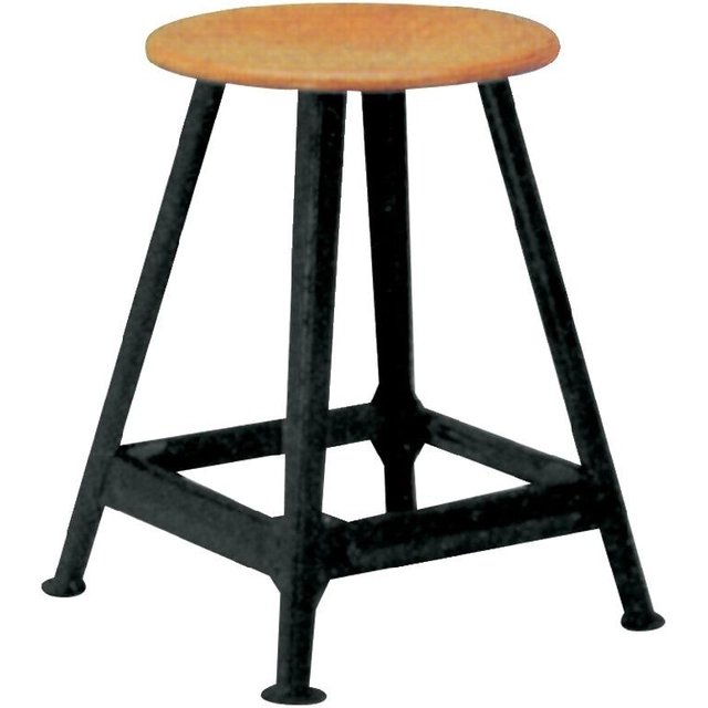 Band steel stool wood round seat, RAL 9005 four-legged, height 600 mm seat D 350 mm