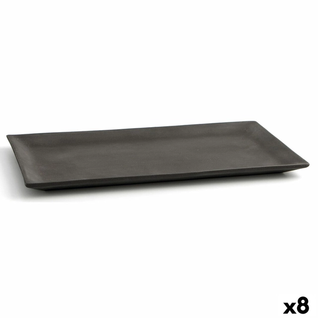 Bandeja snack Quid Mineral Gres Negro Cerámica 15 x 30 cm (8 Piezas)