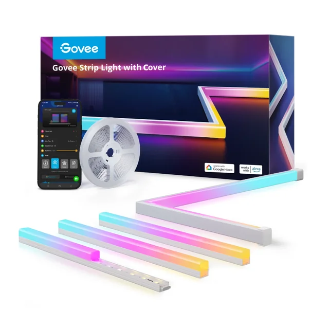 Bandes LED Govee RGBIC avec jeu de bandes en aluminium 5 mètres