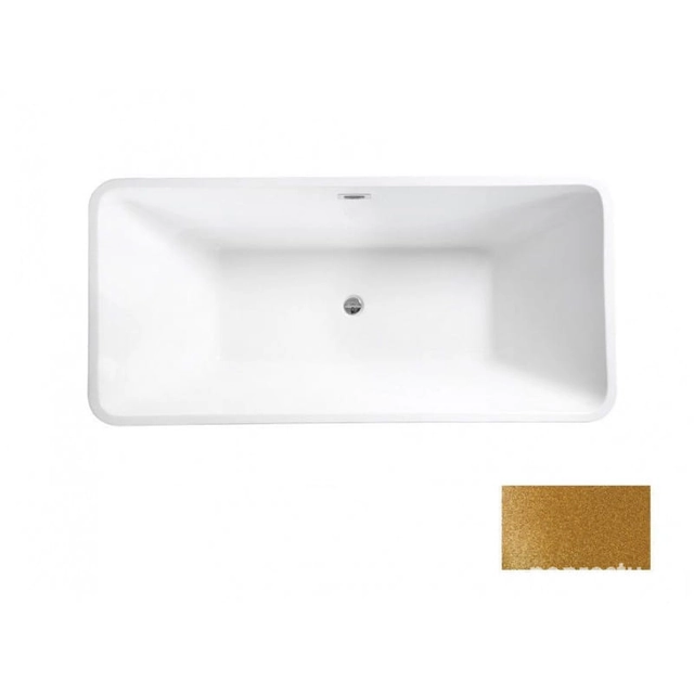 Banheira BESCO Evita Glam, ouro, 160x80cm cromo + tampas brancas