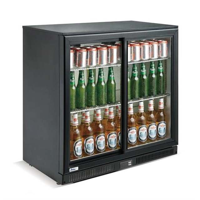 Bar fridge with double sliding doors, Arktic, 197L, black, 220-240V/160W, 900x520x(H)865mm