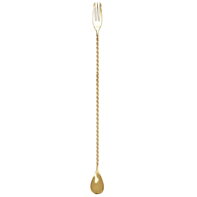 Bar spoon with fork gold