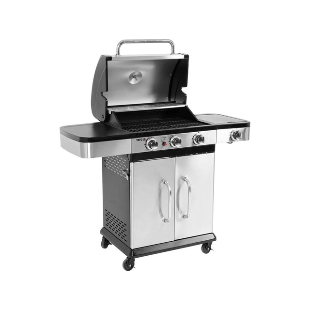 Barbecue à gaz de jardin 3+1 brûleur latéral 11,2kW acier inoxydable YATO YG-20002