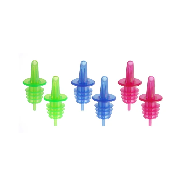 Bartender's pourer - set of 3 colors - 6 pcs., 2 blue, 2 red, 2 green, Bar Up