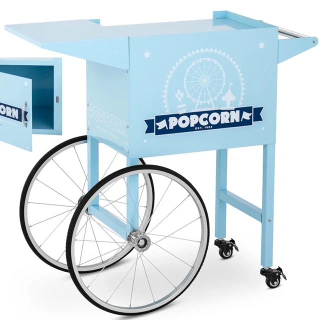 Base chariot pour machine à pop corn avec meuble rétro 51 x 37 cm - bleu