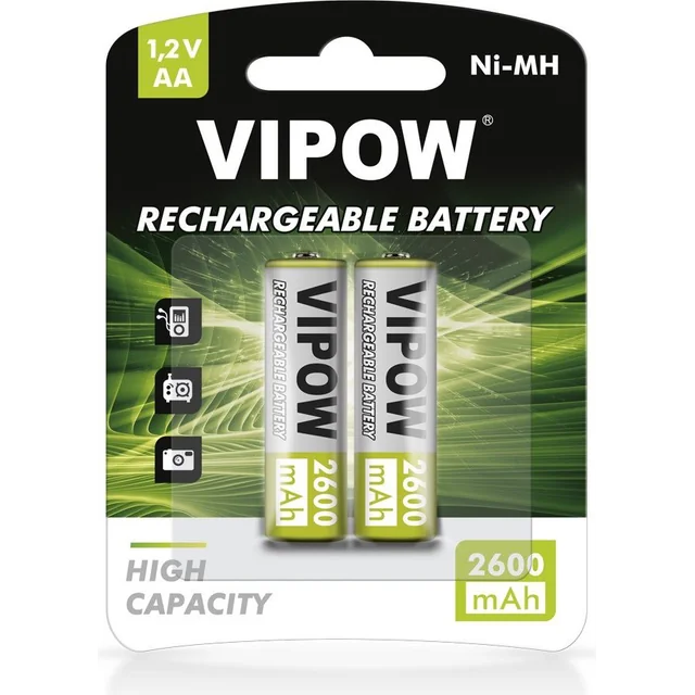 Батерия AA Vipow с голям капацитет / R6 2600mAh 2 бр.