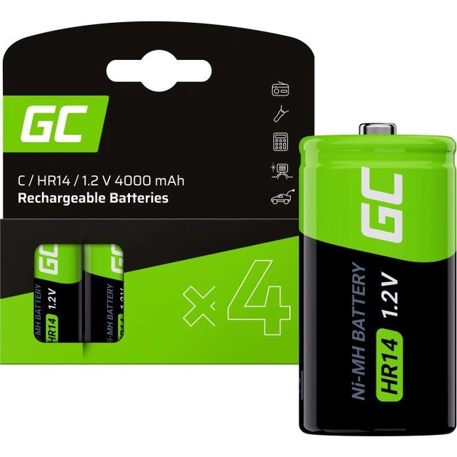 Bateria de célula verde C / R14 4000mAh 4 unid.