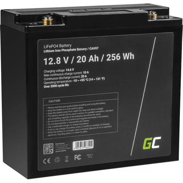 Bateria de célula verde LiFePO4 12V 12,8V 20Ah (CAV07) - AZGCEUAZ0000019