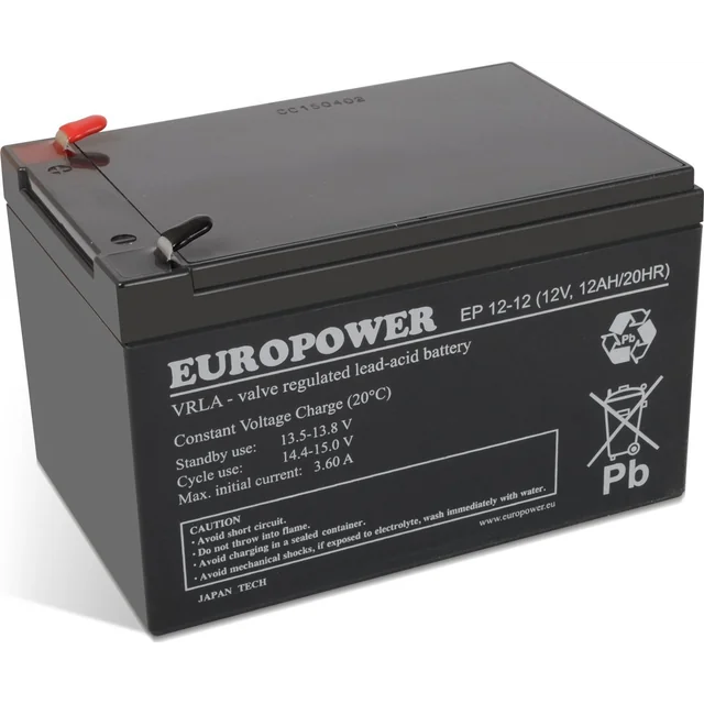 Bateria Europower 12V 12Ah AGM Europower EP12-12