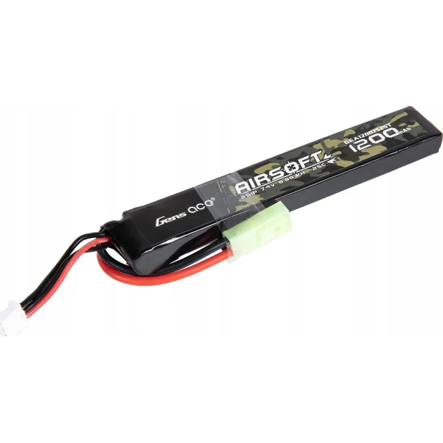 Bateria Gens Ace Lipo ARMA DE AIRSOFT GENS ACE 1200mAh 7.4V 2S1P 25C