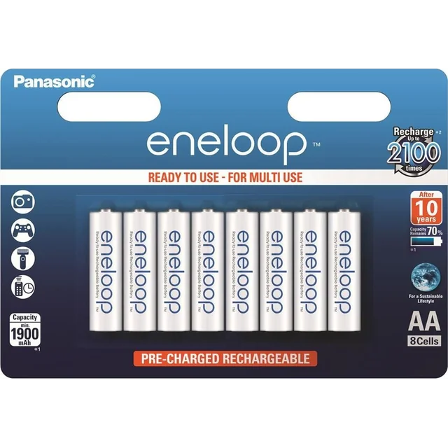 Batería Panasonic Eneloop AA / R6 1900mAh 8 uds.