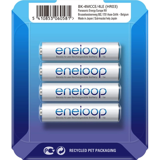 Bateria Panasonic Eneloop AAA / R03 750mAh 4 unid.
