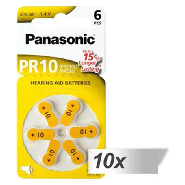 Baterie do sluchadla Panasonic PR10 6 ks.