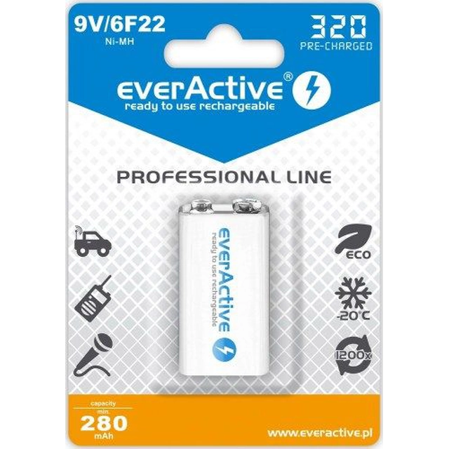 Baterie EverActive Professional Line 9V Bloc 320mAh 1 buc.