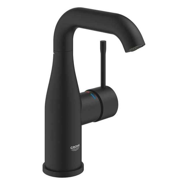 Baterie lavoar Grohe Essence M, cartus ceramic, consum apa 5,7 l/min., duza pivotanta, fara garnitura, negru