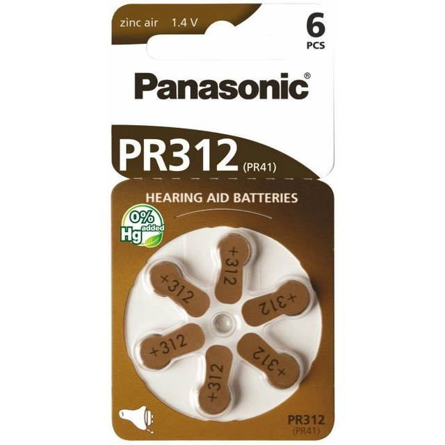 Baterie pentru aparate auditive Panasonic PR41 6 buc.