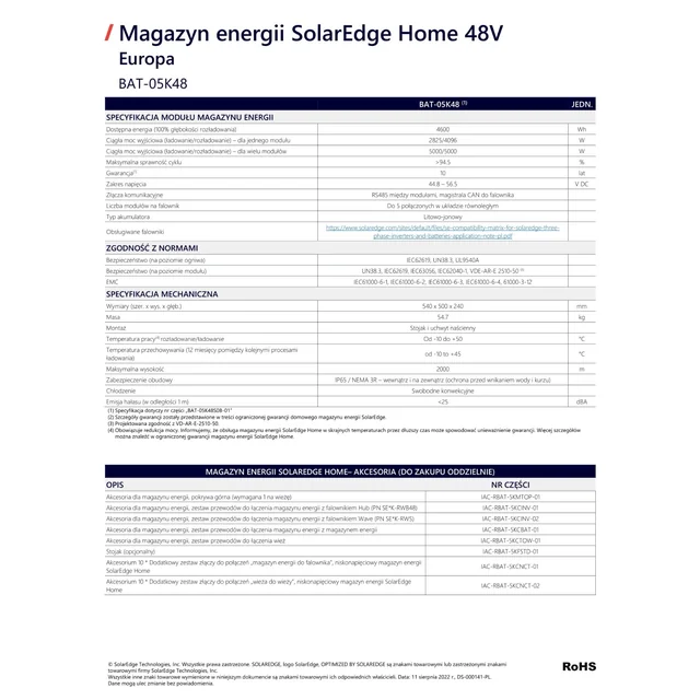 Baterie SolarEdge Home 48V 4,6kWh