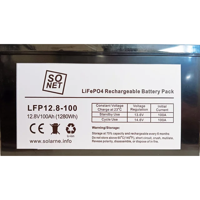 Baterija LiFePO4 100Ah/12.8V s BMS + LCD zaslon (klasa B, stvarni kapacitet 50Ah)